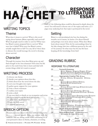 the hatchet essay topics