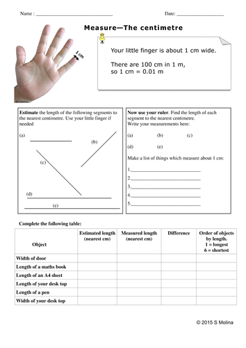 The Centimetre - Hands on activity