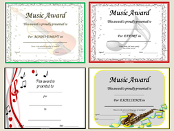 MUSIC AWARD CERTIFICATES *editable* | Teaching Resources