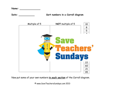 carroll diagrams ks1 worksheets and lesson plan teaching