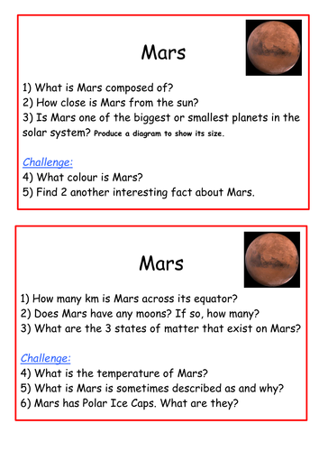 research questions about mars