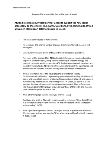 Handmaid s tale theme essays