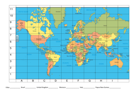 World Map With Coordinates World Map with Coordinates | Teaching Resources