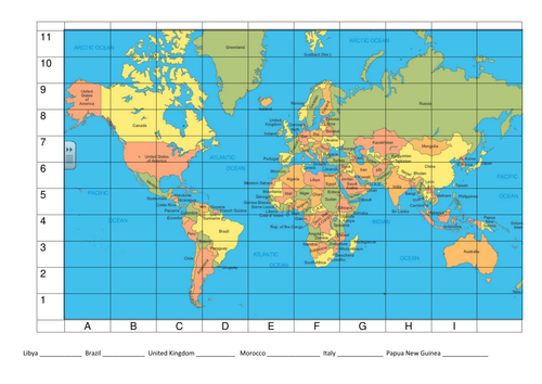 World Map with Coordinates