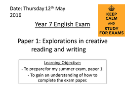 Year 7 English Exam Papers 1 & 2 | Teaching Resources