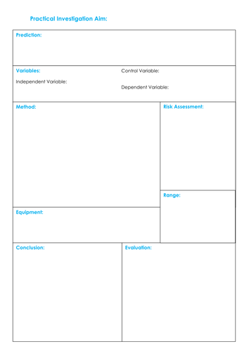 AQA Science Required Practical Student Planning sheet