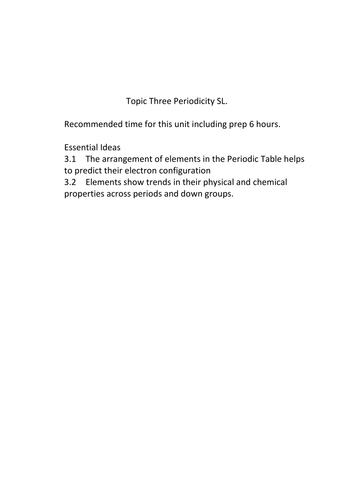 Trends in the periodic table :IB DP Topic 3 Pupil Flipped Classroom Notes and Questions