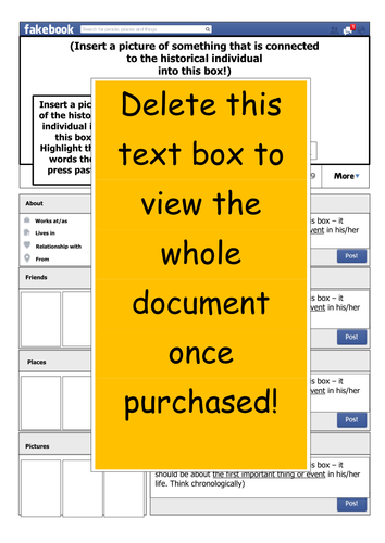 History Fakebook ICT Template (in Word)