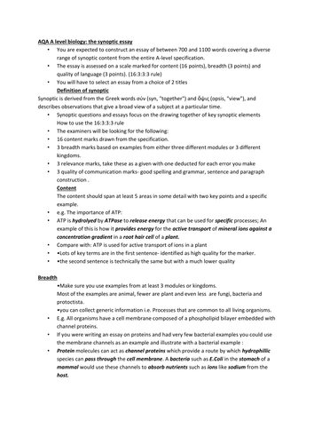 a level biology aqa essay questions