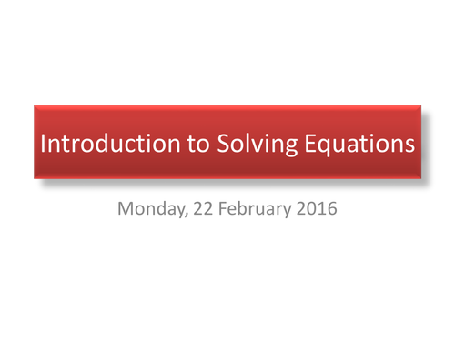 Introduction to solving simple equations