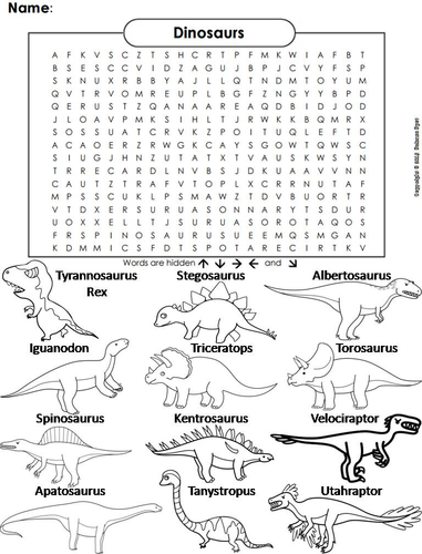 dinosaurs word search teaching resources