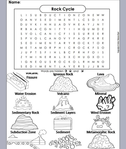 Rock Cycle Word Search/ Coloring Book