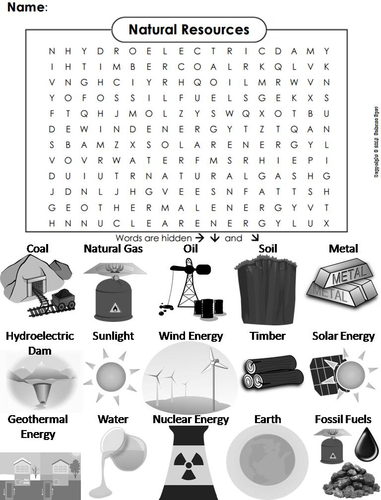 Natural Resources Word Search | Teaching Resources