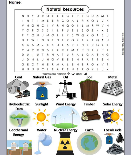 Natural Resources Word Search