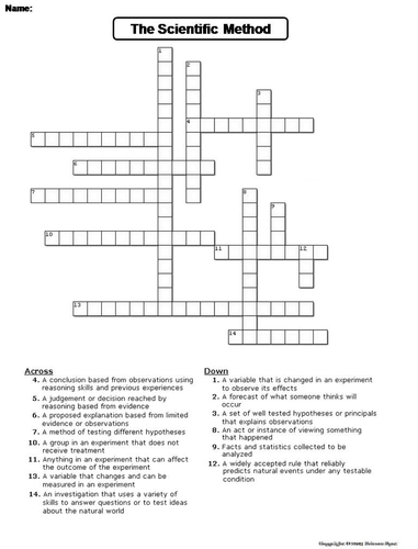 Scientific Method Crossword Puzzle Teaching Resources