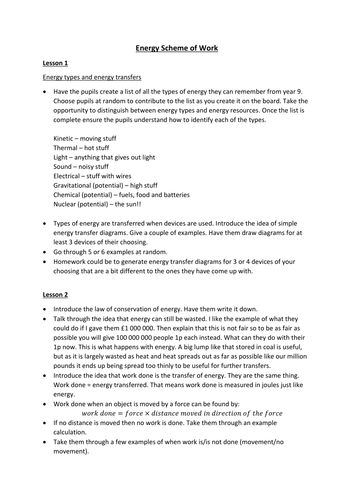 New AQA GCSE - Energy Scheme of Work