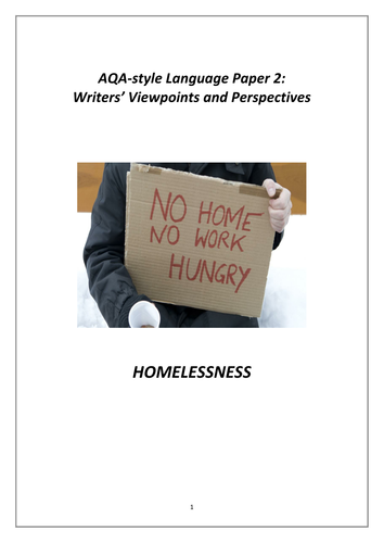 New Aqa Paper 2a Practice Exam Paper Homelessness Teaching Resources