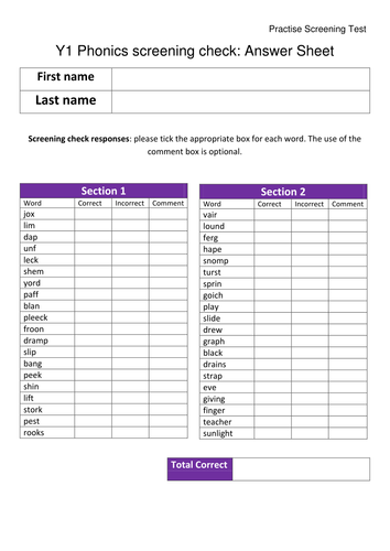 KS1  Phonics Screening Mock 91����ts Part 2