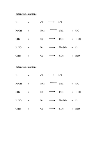 Stand alone lesson on balancing equations