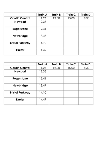 Train timetables 