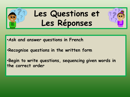 Asking, answering, reading and writing 8 basic questions in French by ...