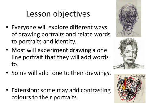 One line drawing word portraits of identity | Teaching Resources