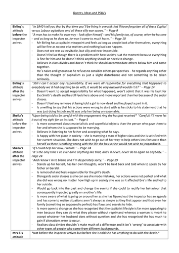 An Inspector Calls - significant character quotes and analysis