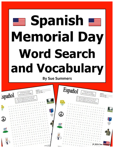 spanish memorial day word search puzzle worksheet