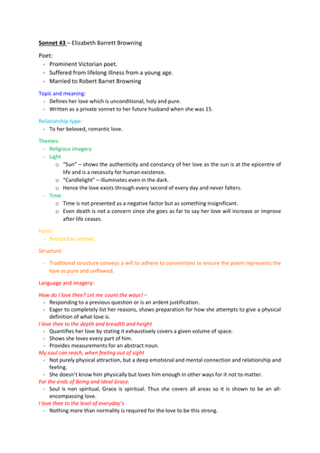 Sonnet 43 by Elizabeth Barrett Browning - summary and analysis 