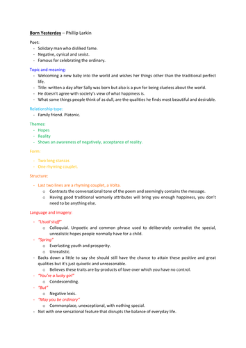 Born Yesterday by Phillip Larkin - summary and analysis