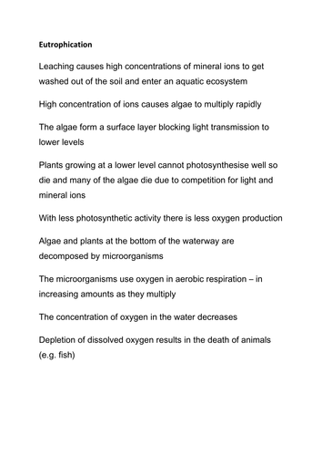 Eutrophication - DRAW IT activity