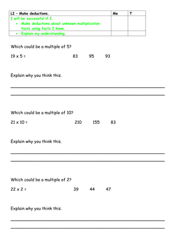 Year 2 Greater Depth Standard Reasoning With Multiplication 