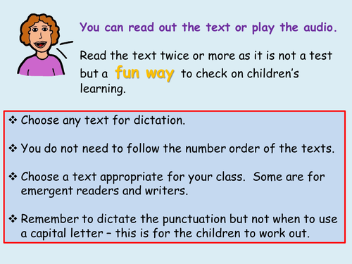 Dictation Sentences Audio Presentations Worksheets KS1 and EFL ...