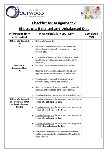 unit 6 health and social care assignment brief