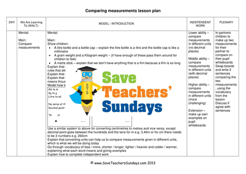 Comparing Measurement KS2 Worksheets, Lesson Plans, PowerPoint, How to