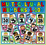 Multicultural Number Flashcards 1 100 A4 Maths Early Years Ks1