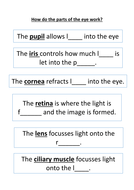 Parts of the Eye Worksheet | Teaching Resources