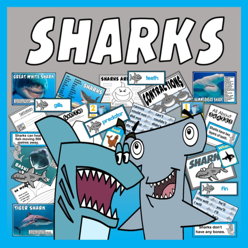 SHARKS TOPIC RESOURCES SCIENCE ANIMALS EYFS KS 1-2 SEALIFE