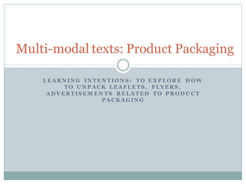 Analysis of Multi-modal Texts - Product Packaging