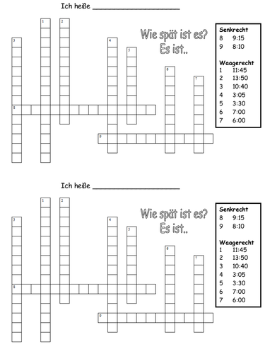 crosswords and vocab test on time Teaching Resources