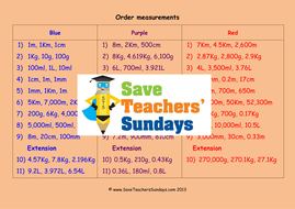 Ordering Measurement KS2 Worksheets, Lesson Plans ...