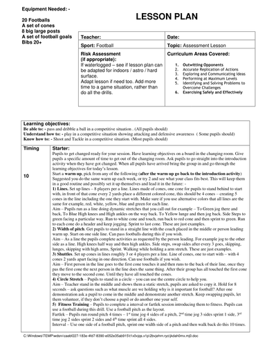 Year 7 Football Lesson Plans