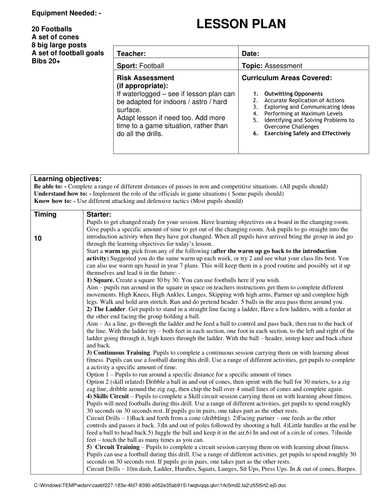 12 x Year 8 Football Lesson Plans