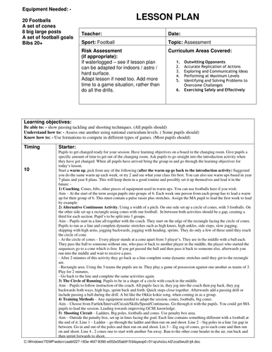 12 x Year 9 Football Lesson Plans