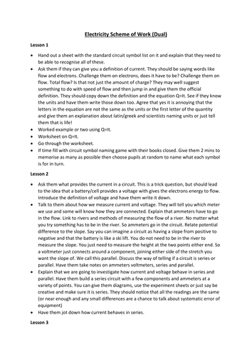 New AQA GCSE - Electricity Scheme of Work (dual award)