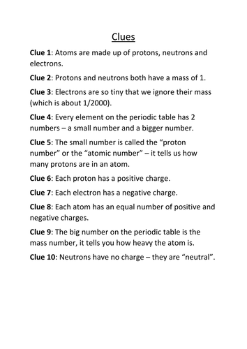Complete scheme of work for Chapter 1 of new AQA GCSE Chemistry (Atomic ...