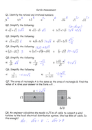 Surds Revision Worksheet Assessment Teaching Resources