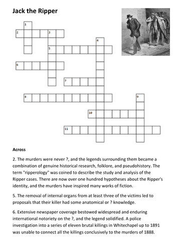 Jack the Ripper Crossword 