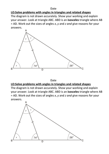 angles in triangles problem solving tes