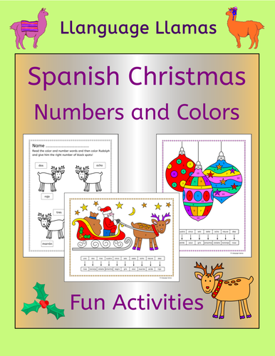 Spanish Christmas Numbers and Colors Activities